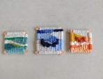 Set van 3 geweven schilderijtjes, natuur, Ophalen of Verzenden, Nieuw