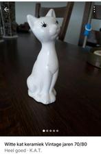 Keramiek beeldje van kat Vintage 80's, Ophalen of Verzenden, Zo goed als nieuw, Dier