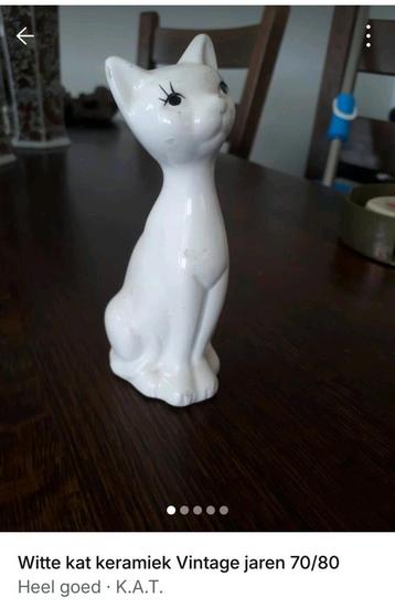 Keramiek beeldje van kat Vintage 80's beschikbaar voor biedingen