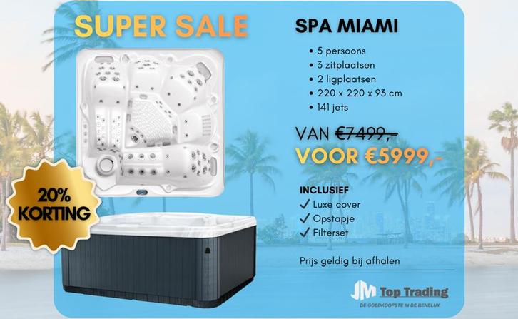 Jacuzzi Miami (Balboa) 5 persoons - 220x220cm - 141 jets, Tuin en Terras, Zwembad-toebehoren, Nieuw, Overige typen, Ophalen
