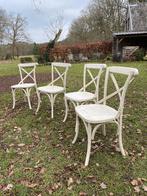 4x Crossback stoelen – massief hout – landelijk – wit/crème, Huis en Inrichting, Stoelen, Ophalen, Wit, Vier, Hout