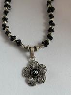 Zwarte Onyx Ketting met Murano Glas Bloem, Zwart, Nieuw, Ophalen of Verzenden, Steen of Mineraal