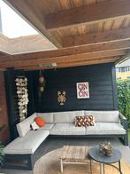 Grote beige tuinbank loungeset hout, Tuin en Terras, Ophalen, Loungeset, Bank, Hout