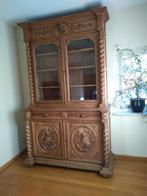 Eikenhouten Vitrine wandkast / Jagerskast, Huis en Inrichting, Ophalen, Gebruikt, Eikenhout, 200 cm of meer