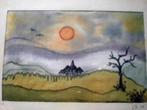 SCHILDERIJTJES OP ZIJDE GESCHILDERD * Twee Stuks *, Antiek en Kunst, Verzenden