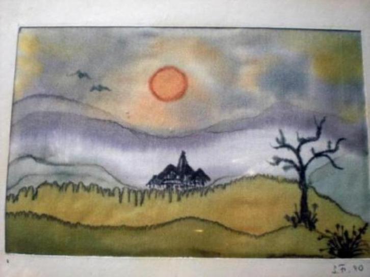 SCHILDERIJTJES OP ZIJDE GESCHILDERD * Twee Stuks *, Antiek en Kunst, Kunst | Schilderijen | Modern, Verzenden