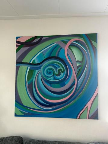 Abstract Olieverfschilderij 120x120cm - Marieke Krista beschikbaar voor biedingen