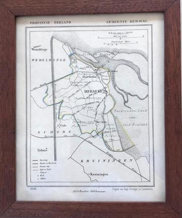 Gemeentekaartje Yerseke druk 1866 beschikbaar voor biedingen