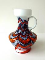 Glazen vaas met oor wit opaline oranje zwart Florence 2826-g, Ophalen of Verzenden