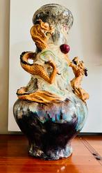 Antieke keramische Chinese drakens vaas, jaren '40, Ophalen of Verzenden