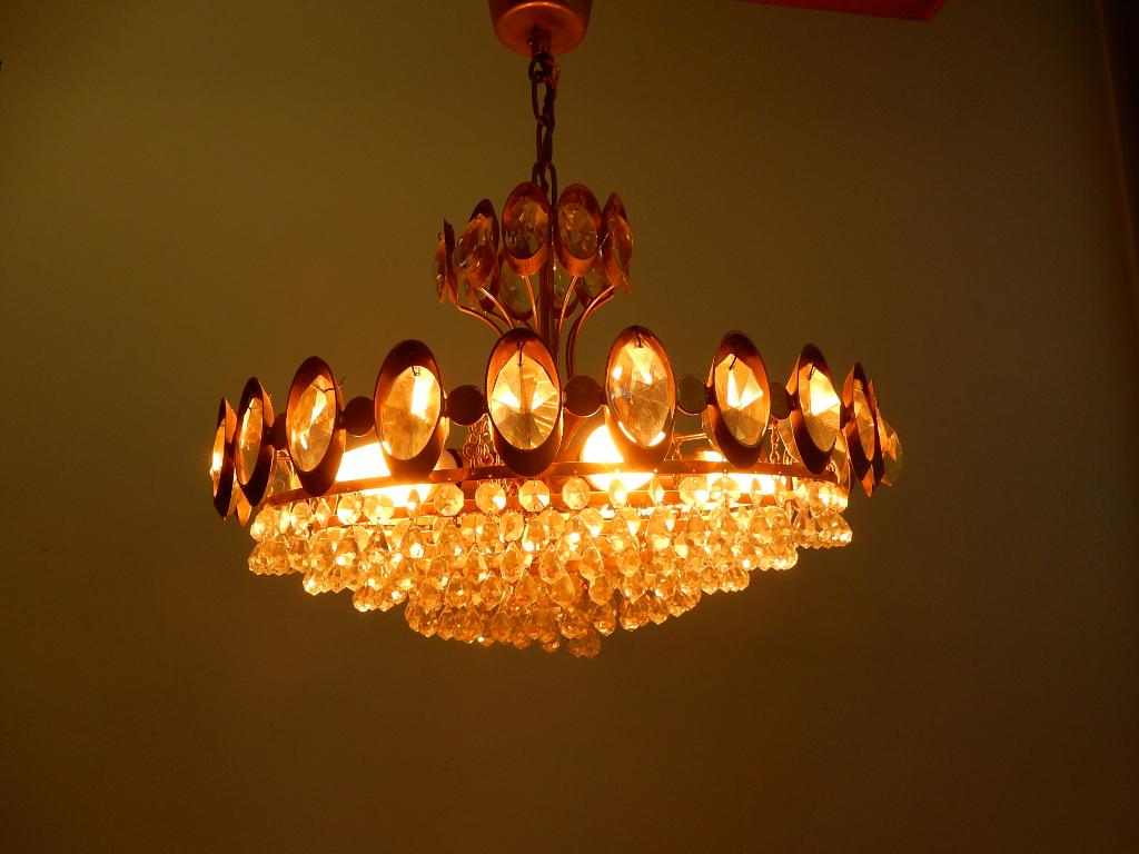 vintage kroonluchter Palwa Palme Walter lamp hanglamp 60s, Gebruikt, ., Vintage, Ophalen of Verzenden