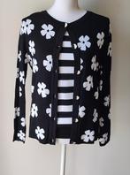 Caroline Biss twinset truitje vest streep bloem zwart wit 38, Ophalen of Verzenden, Nieuw, Maat 38/40 (M), Zwart