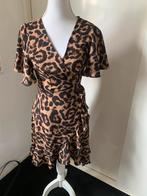 Panterprint overslag jurkje mt s zgan, Kleding | Dames, Bruin, Ophalen of Verzenden, Zo goed als nieuw, Maat 36 (S)
