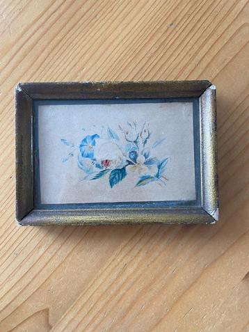 Vintage bloemenprint in lijst beschikbaar voor biedingen