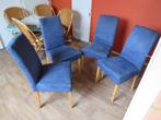 4 eetkamerstoelen (ook los af te halen), Huis en Inrichting, Stoelen, Ophalen, Gebruikt, Blauw, Vier