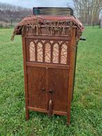Antiek grammofoon kastje - incl. Platenalbum & worteldoek, Ophalen of Verzenden