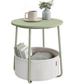 Groene Bijzettafel met Opbergmand NIEUW IN DOOS, 45 tot 60 cm, Minder dan 55 cm, Rond, Nieuw