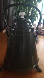 Groen geēmailleerde doofpot met porseleinen knop, Antiek en Kunst, Antiek | Emaille, Ophalen