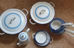 Antieke Emaille Pannen en Koffiekan , wit met blauw!, Ophalen