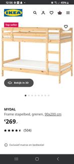 Stapelbed, Ophalen, 90 cm, 160 tot 180 cm, Tweepersoons