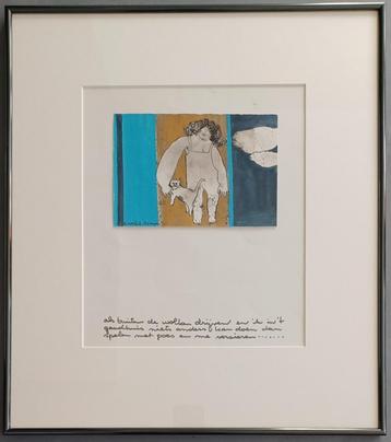 Ans Wortel – als buiten de …. – gouache ingelijst beschikbaar voor biedingen