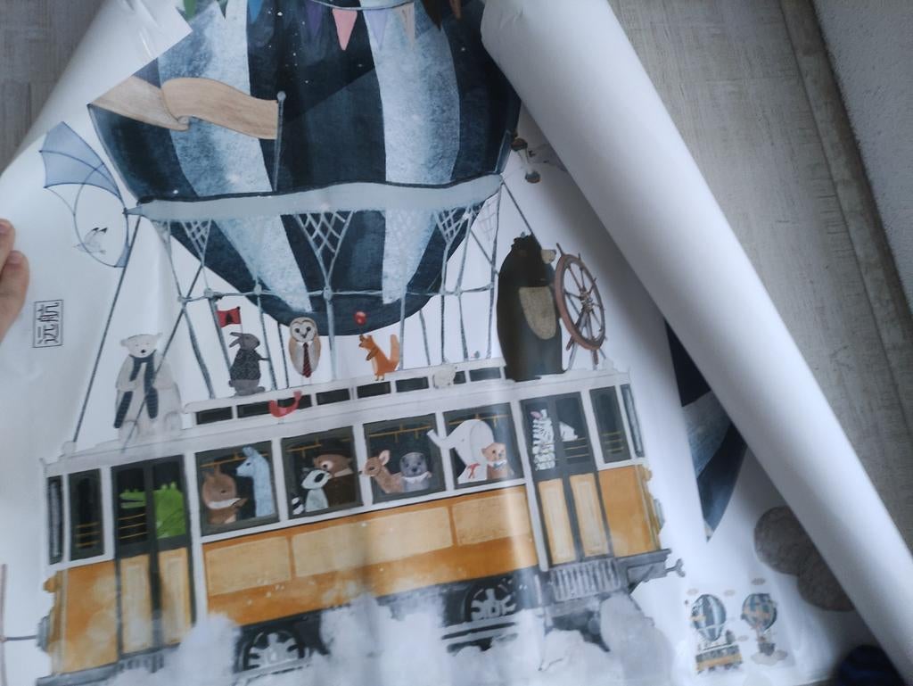 Muursticker Luchtballon met Dieren, Ophalen