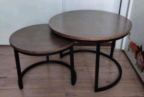 Salontafel set 2 delig D60h42 en D45h36 cm, Huis en Inrichting, Tafels | Salontafels, Zo goed als nieuw, Minder dan 50 cm, Rond