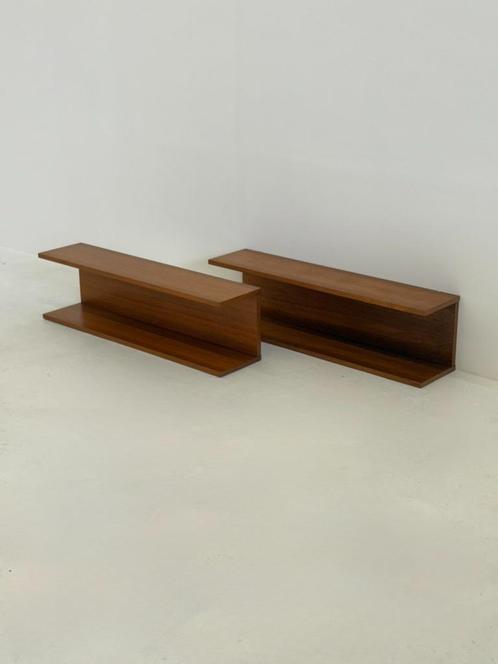 Set van twee Deense Teak Wandplanken Mid-Century, Huis en Inrichting, Woonaccessoires | Wandplanken en Boekenplanken, Zo goed als nieuw