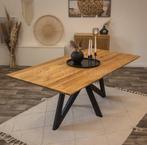 Eiken boomstamtafel eettafel massief | zwarte tafel nu Sale, Vijf personen of meer, Rechthoekig, Nieuw, 200 cm of meer