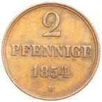 Duitsland - Hannover 2 pfennige 1854 B prachtig zeldzaam, Ophalen of Verzenden, Duitsland, Losse munt
