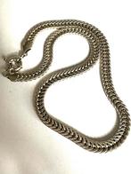 Verzilverde platte vossenstaart ketting, Verzenden, Zo goed als nieuw, Zilver, Overige materialen