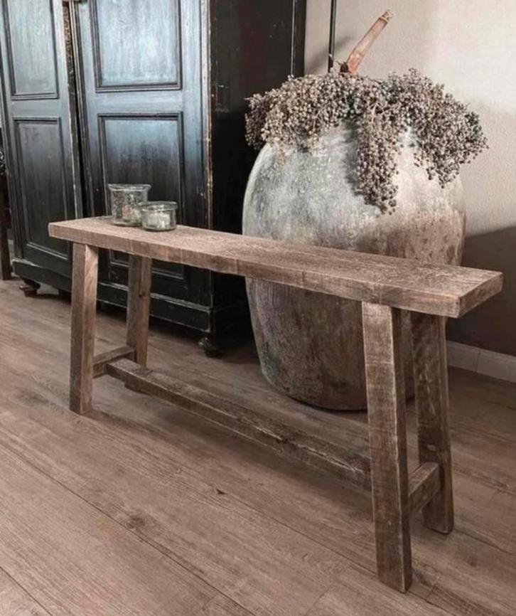~Stoer Sober Landelijk Houten Bankje~, Huis en Inrichting, Woonaccessoires | Overige, Zo goed als nieuw, Ophalen of Verzenden