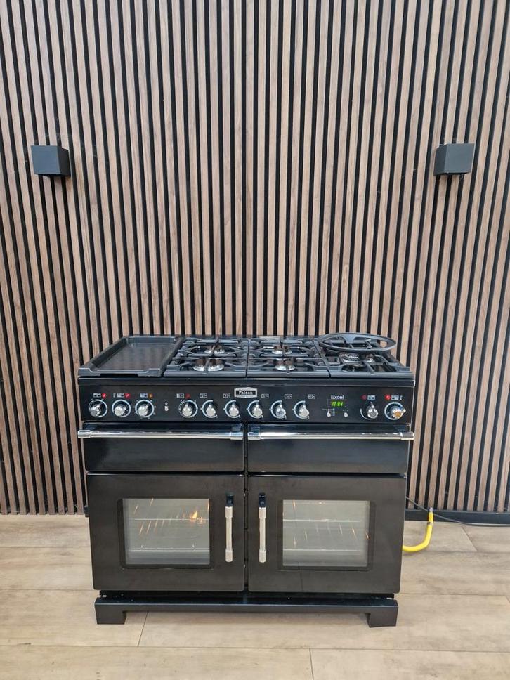 Luxe Zwarte Falcon  Excel Fornuis 110 cm (Gratis bezorgen), Witgoed en Apparatuur, Fornuizen, Zo goed als nieuw, Vrijstaand, Gas