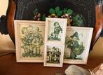 HUMMELTJE 4x vintage prentjes ingelijst, Huis en Inrichting, Woonaccessoires | Schilderijen, Tekeningen en Foto's, Minder dan 50 cm