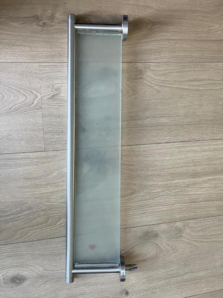 Axentia Glazen wandplank Napels, roestvrij staal,, Huis en Inrichting, Badkamer | Badtextiel en Accessoires, Zo goed als nieuw
