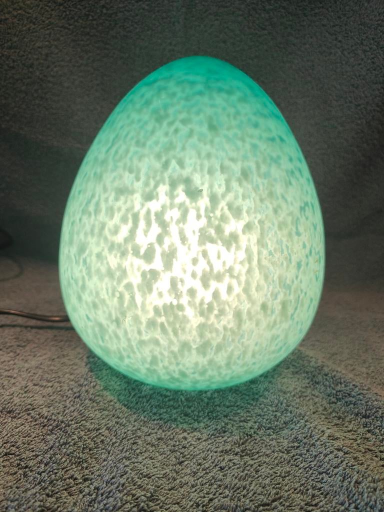 Groene glazen egg-lamp, Huis en Inrichting, Lampen | Vloerlampen, Gebruikt, Ophalen of Verzenden, Glas, Minder dan 100 cm