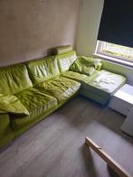 Hoekbank Echt Leer - Groen, Ophalen, Gebruikt, Leer