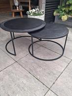 2 zwarte metalen salontafels van Maison Home.Ø70 en Ø60, Huis en Inrichting, Ophalen, 50 tot 100 cm, Rond, 50 tot 100 cm