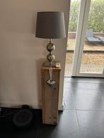 Steigerhouten zuilen met lampen (2 stuks), Ophalen, Gebruikt, Hout, Minder dan 100 cm