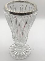 Boheems kristallen vaas  met Sterling zilveren rand, Minder dan 50 cm, Glas, Ophalen of Verzenden, Zo goed als nieuw