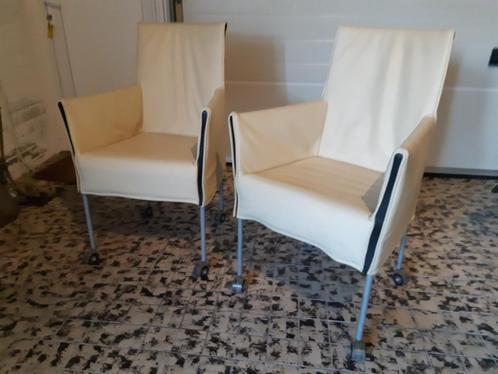 Leren eetkamerstoelen (2 stuks), Huis en Inrichting, Stoelen, Gebruikt, Twee, Kunststof, Leer, Overige kleuren, Ophalen