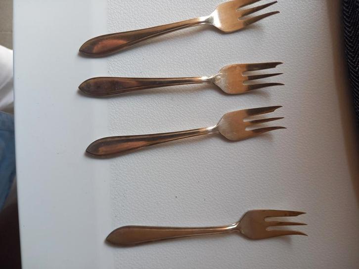 Vintage Sola verzilverde Gebaksvorkjes (6 stuks), Antiek en Kunst, Antiek | Bestek, Ophalen of Verzenden