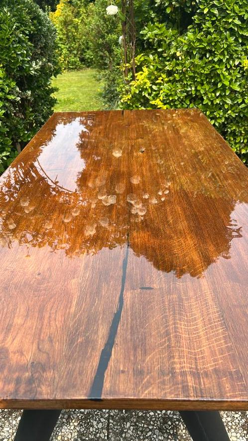 Prachtige epoxy glanzende Tuintafel of eetkamertafel 180/90, Tuin en Terras, Tuintafels, Zo goed als nieuw, Rechthoekig, Hout