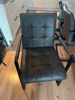 6 Antraciet Eetkamerstoelen, Ophalen, Leer, Zo goed als nieuw, Grijs