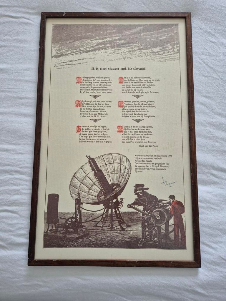 Reproductie kopergravure/-ets: It is mei sizzen net to dwaen, Ophalen of Verzenden