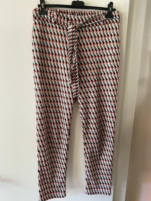 travelbroek Chastar XL 44 creme/groen/koraal travelstof, Kleding | Dames, Broeken en Pantalons, Zo goed als nieuw, Maat 42/44 (L)