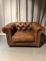 Chesterfield Clubfauteuil Cognac Bruin craqulee Leer zgan, Ophalen, Www.plein5living.nl, Zo goed als nieuw, Stoer Chique