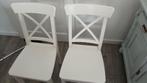 2 leuke houten Ikea stoelen.., Huis en Inrichting, Stoelen, Ophalen, Gebruikt, Wit, Twee