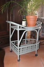 Vintage rieten rotan trolley serveerwagen, Minder dan 55 cm, Bohemian, Zo goed als nieuw, Ovaal