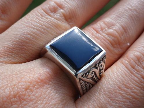 Vanoli 925 zilveren heren ring met onyx maat 20,5, Sieraden, Tassen en Uiterlijk, Ringen, Nieuw, Heer, 20 of groter, Zwart, Zilver